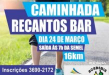 Caminhada Recantos Bar será no sábado, dia 24