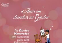 Ender Desenhista faz caricaturas para os casais apaixonados no Shopping