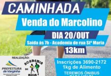 Neste sábado tem a Caminhada Venda do Marcolino
