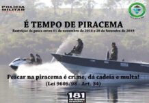 Polícia Militar alerta sobre Período de Piracema
