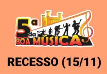 Esta semana a 5ª da Boa Música estará em recesso