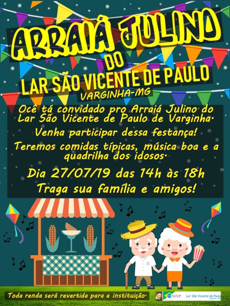 arraia julino lar sao vicente de paulo varginha cartaz