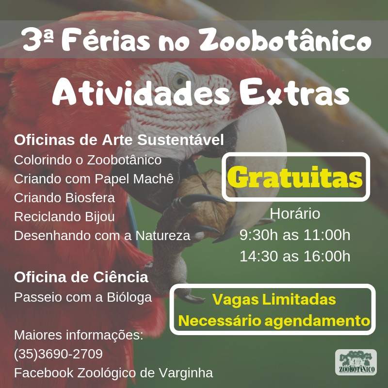atividade ferias no zoologico em varginha