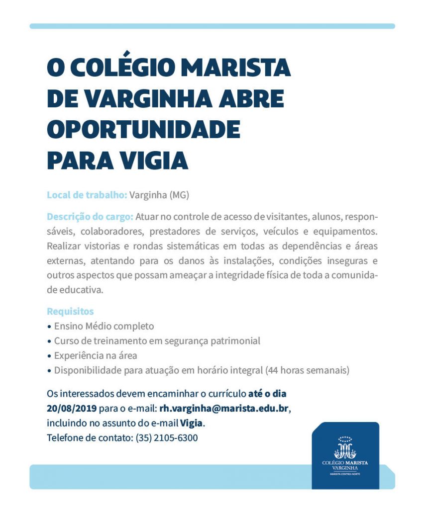 vaga para vigia colégio marista varginha