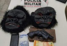 Menores utilizam máscaras para assaltar depósito de gás em Três Pontas roubo em três pontas