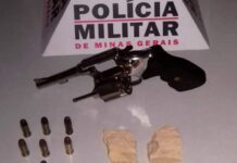 PM apreende arma, munição e drogas no bairro Bom Pastor em Varginha arma de fogo