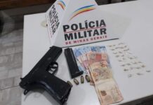 Polícia Militar apreende arma de fogo artesanal e drogas arma de fogo artesanal
