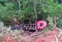 Caminhoneiro desaparecido é encontrado morto em ribanceira Caminhão