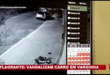 Câmera de segurança flagra jovens vandalizando carro em Varginha