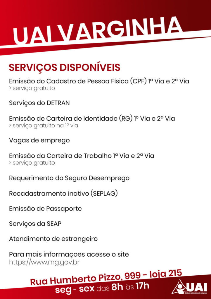 serviços prestdos pela uai em Varginha