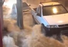 Quatro casas são interditadas após chuva forte em Varginha Alagamento