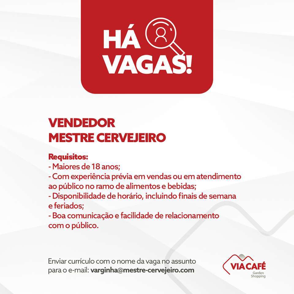 vaga mestre cervejeiro varginha