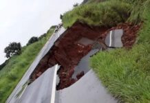 Rodovia entre Alfenas a Paraguaçu é interditada após asfalto ceder Rodovia entre Alfenas e Paraguaçu