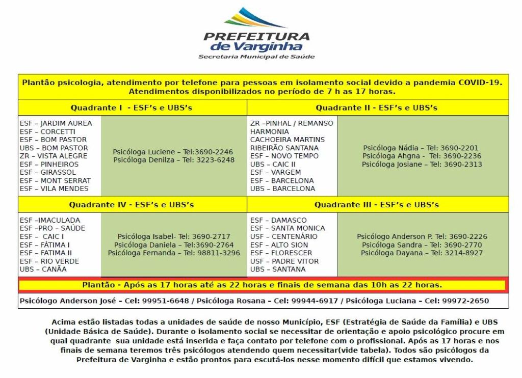 plantão psicólogos varginha
