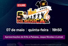 Grilo à Paisana, Jaque Nicolau e Lemak tocam na live do Projeto 5ª da Boa Música 5ª da boa musica live
