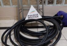 Casal é preso roubando cabos de cobre de empresa de telefonia na zona rural cabos de cobre