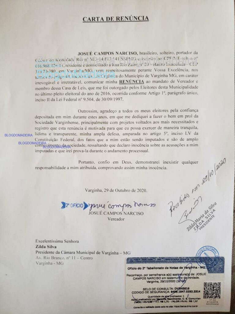 Carta de Renúncia Zué do Esporte