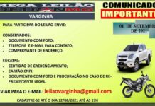Cadastro para participar do Leilão de Automóveis em Varginha termina hoje leilão varginha