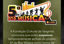 Lives do Projeto 5ª da Boa Música estão suspensas devido à Covid-19 5ª da Boa Música lives canceladas