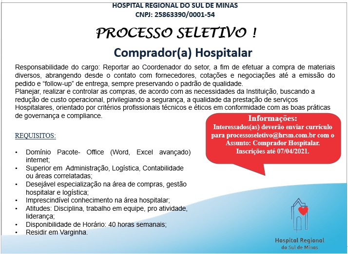 vaga de emprego hospital regional varginha