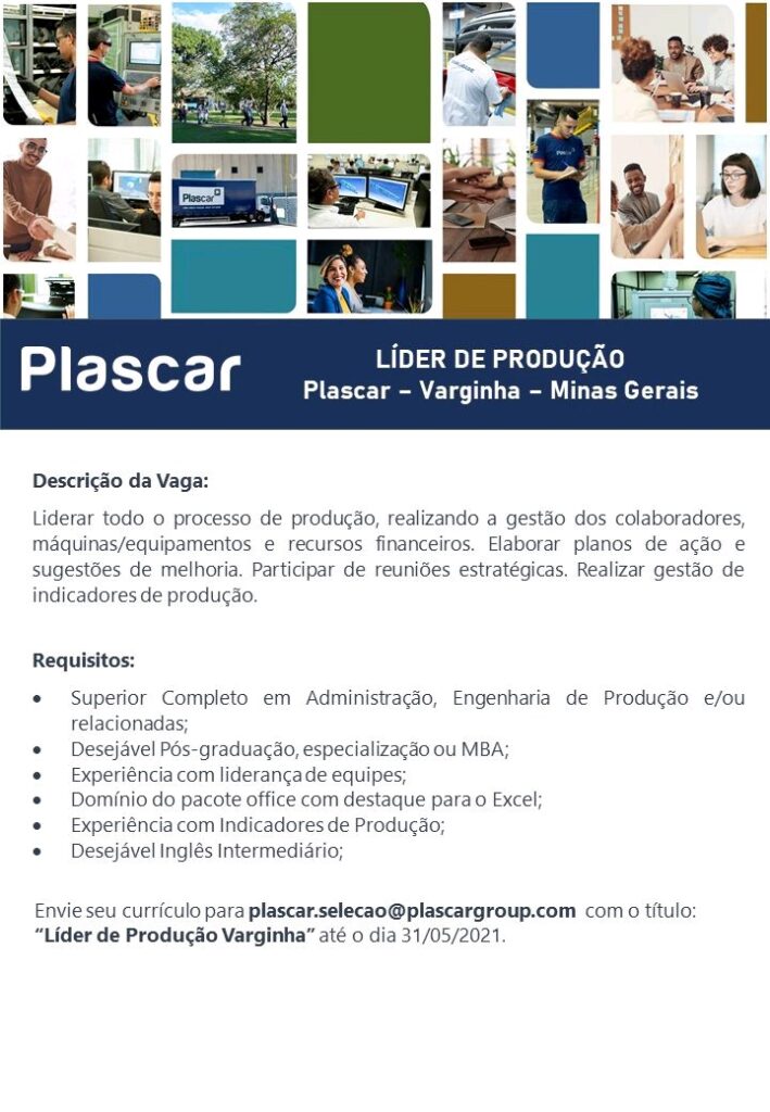 vaga de emprego plascar varginha