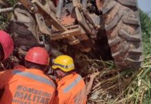 Homem fica gravemente ferido em acidente com trator Acidente