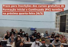 Inscrições em cursos FIC gratuitos terminam nesta quarta, são 9 mil vagas em MG Cursos FIC gratuitos MG