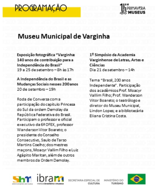 Programação Primavera dos Museus Varginha