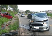 Motorista embriagado causa acidente na Avenida do Contorno, em Varginha acidente