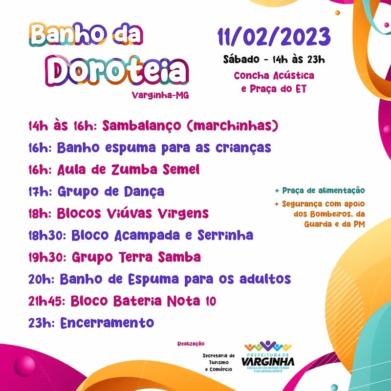 Programaçao Carnaval 2023 Vargiha banho da Doroteia