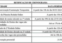 SEE retifica data para apresentação do resultado da segunda rodada online para designação nas escolas de MG em 2023 Retificação cronograma resultado rodada contratação educação mg 2023