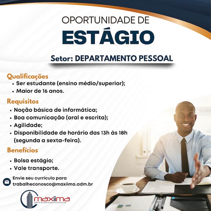 Vaga de Estágio Departamento Pessoal