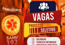 Processo Seletivo do SAMU: inscrições terminam amanhã SAMU processo seletivo