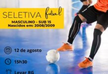 Seletiva de Futsal Masculino Sub 15 acontece dia 12 de agosto em Varginha Seletiva Futsal Varginha