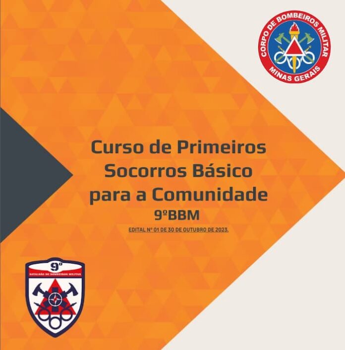 As inscrições para a Turma do Curso de Primeiros Socorros Básico do 9º Batalhão de Bombeiros Militar vão até o dia 8 de novembro.