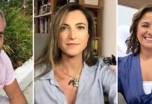 Vera Magalhães, Carlos Andreazza e Patricia Campos Mello juntos no Flipoços 2024 Flipoços Carlos Andreazza Patrícia Campos Mello e Vera Magalhães
