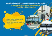 Audiência na Câmara nesta quinta vai discutir valor do Pedágio entre Varginha e Três Corações A Câmara Municipal de Varginha irá promover uma Audiência Pública para discutir o valor do Pedágio que será instalado entre Varginha e Três Corações.