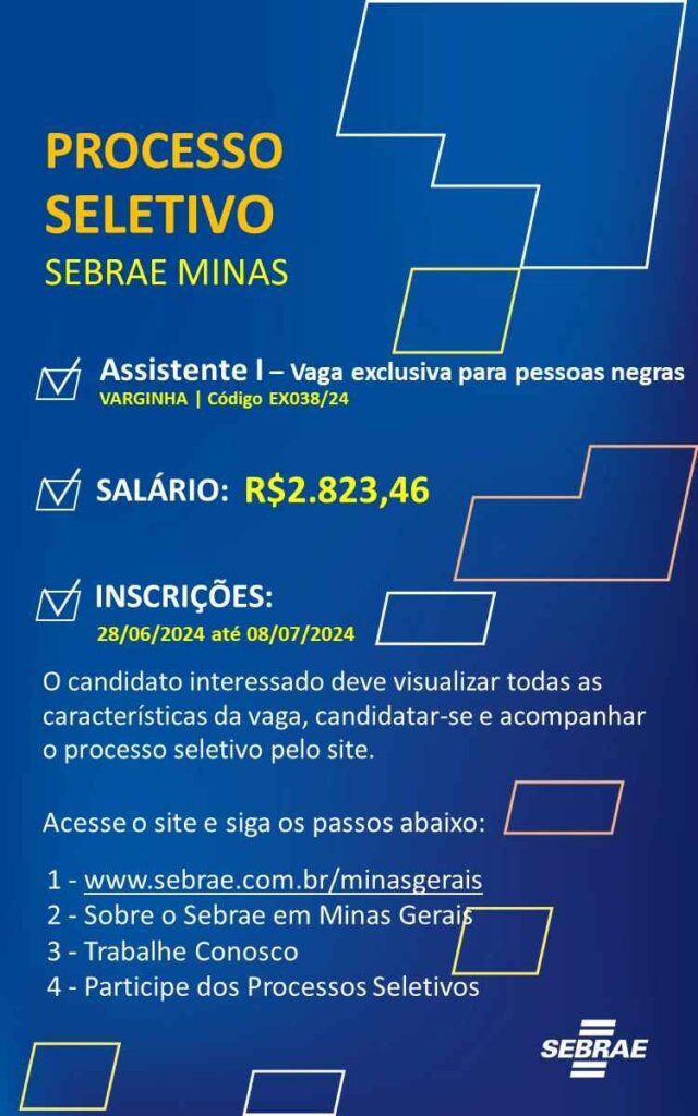 Sebrae Minas Vaga de Emprego