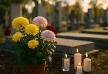 Conheça a origem e o significado do Dia de Finados Flores e velas no túmulo, cemitério dia de finados