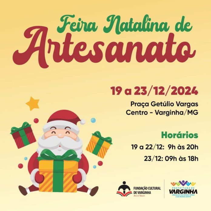 feira-natalina-varginha A Feira Natalina de Artesanato de Varginha será realizado na Praça Getúlio Vargas, entre os dias 19 e 23 de dezembro.