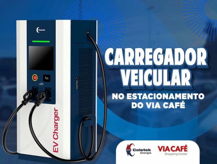 Eletroposto Shopping inaugura estações para carregamento de veículos elétricos, iniciativa pioneira realizada em parceria com a empresa Coletek em Varginha.