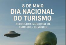 Varginha celebra o Dia Nacional do Turismo 8 de Maio é o Dia Nacional do Turismo e Varginha celebrou com uma imagem que representa bem a cidade, o ET tomando café e comendo pão de queijo.