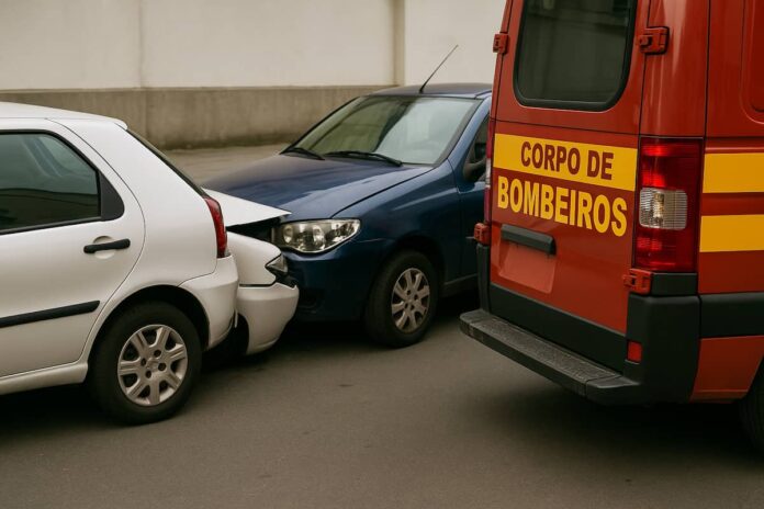 colisao-bombeiros acidente menor e bombeiros