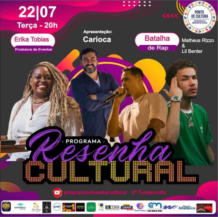 Resenha Cultural recebe Erika Tobias e promove batalha de rap inédita nesta terça-feira