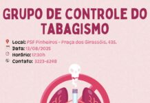 PSF Pinheiros promove grupo de apoio gratuito para quem quer parar de fumar em Varginha Cartaz Grupo para Parar de Fuma em Varginha