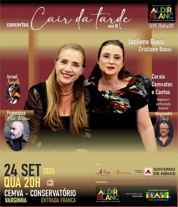 show-cair-da-tarde Concerto Cair da Tarde traz espetáculo lírico gratuito ao Conservatório de Varginha nesta quarta (24)