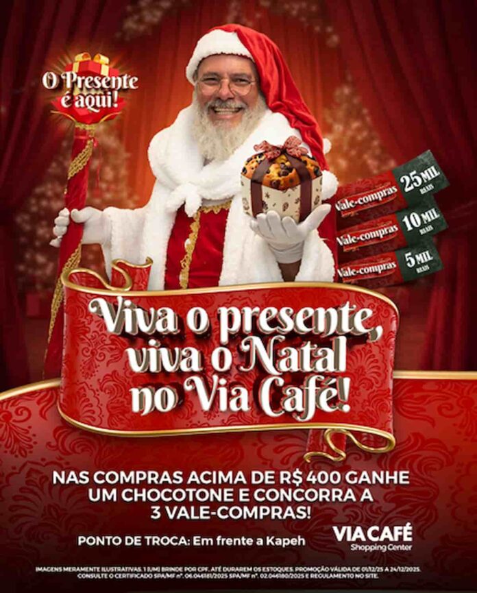 Campanha de natal do Via Café Shopping Center que vai sortear R$ 40 mil em vales compras Campanha de natal do Via Café Shopping Center que vai sortear R$ 40 mil em vales compras