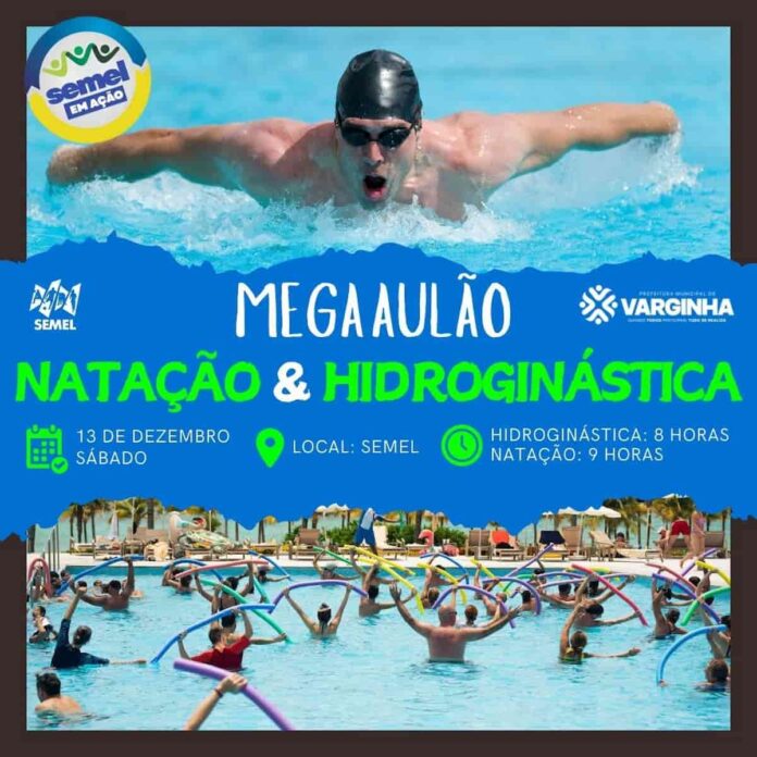 Mega aulão da SEMEL em Varginha terá aulas de natação e hidroginástica neste sábado; evento gratuito reúne alunos para manhã de atividades aquáticas.