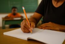 Matrículas abertas para EJA 2026 em Varginha Eja aluna pessoa mais velha escrevendo