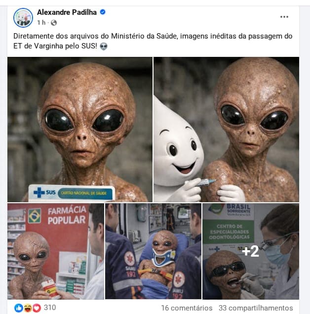Postagem do Ministro da Saúde Alexandre Padilha sobre o ET de Varginha agita as redes sociais.